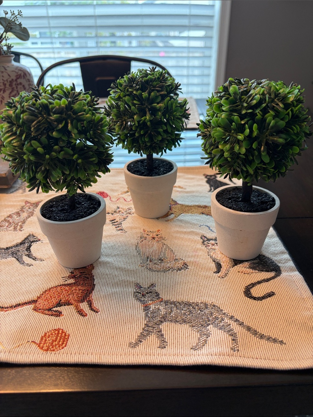 3 Pieces Artificial Topiary Tree in White Pot Mini